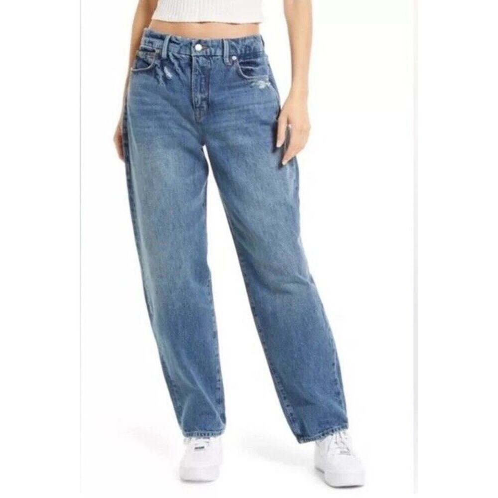Good American High Rise Good Mom Jeans Womens Size 2/26‎ Medium Wash Oversized
